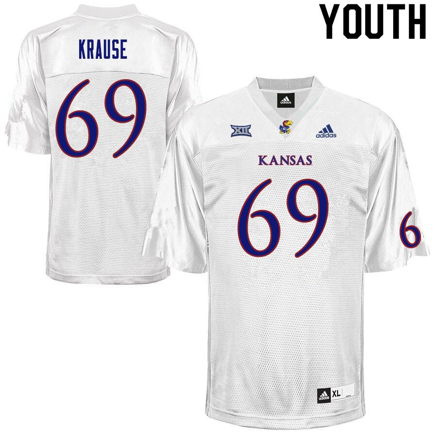 Youth #69 Joe Krause Kansas Jayhawks College Football Jerseys Sale-White - Click Image to Close